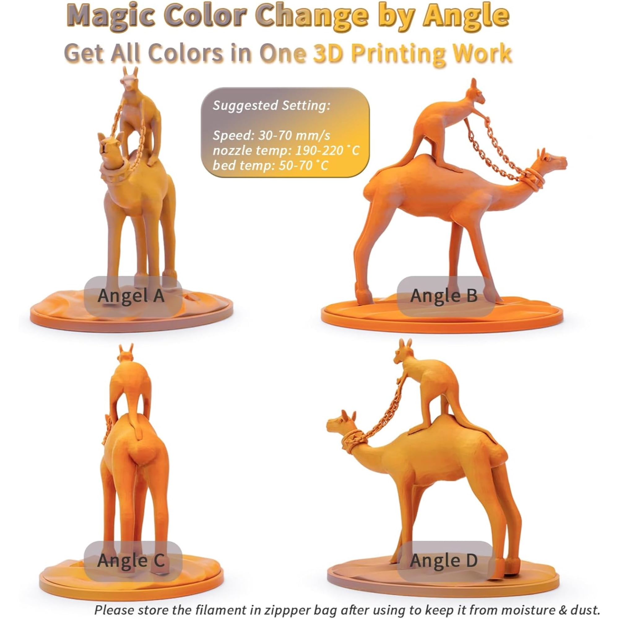 Ziro 3D Tri-Color Matte PLA 1.75mm 1kg, Desert