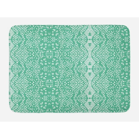 Teal Kitchen Mat Mint Bath Mat, Classic Lace Pattern with Details Shabby Chic Feminine Vivid Vintage Artsy Image, Non-Slip Plush Mat Bathroom Kitchen Laundry Room Decor, 29.5 X 17.5 Inches, Teal Turquoise, Ambesonne ()