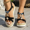 thumbnail image 3 of Dakaela Espadrille Wedge Sandals for Women Ankle Strap Bohemian Open Toe Platform Summer Beach Shoes, 3 of 7