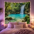 thumbnail image 2 of Waterfall Cascading Into Turquoise Pool with Mossy Rocks, Serene Watercolor for Wildlife Lovers, Nature Scene Wall Art, Housewarming Gift, Tapestry Wall Hanging for Bedroom and Living Room, 2 of 7