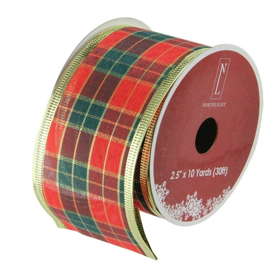 Northlight Pack of 12 Green and Red Striped Wired Christmas Craft Ribbons - 2.5" x 120 Yards