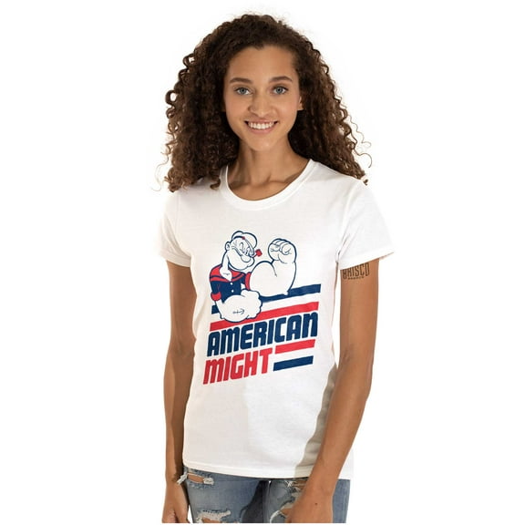 Popeye The Sailor Man American Might Women's T Shirt Ladies Tee Brisco Brands X