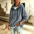 thumbnail image 6 of Women's Loose Fit Long Sleeve Hooded Velvet Knit Sweatshirt Top Soft Casual Pullover Streetwear Outfits | CSEONE,Gray L, 6 of 9