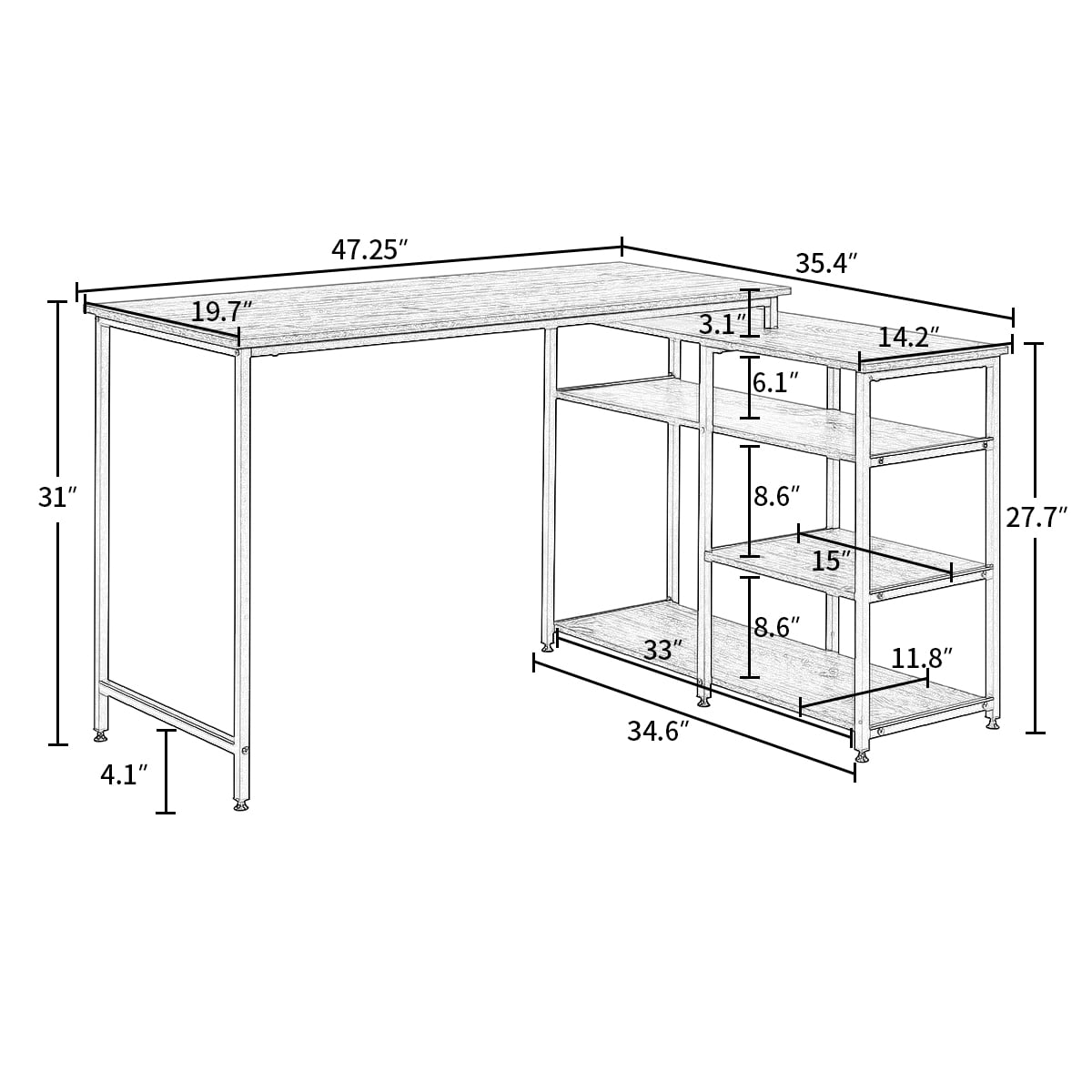 Modern Writing Desk with Bookshelves, Laptop Table Workstation, L-Shaped Computer Desk, Brown Modern Writing Desk with Bookshelves, Laptop Table Workstation, L-Shaped Computer Desk, Brown
