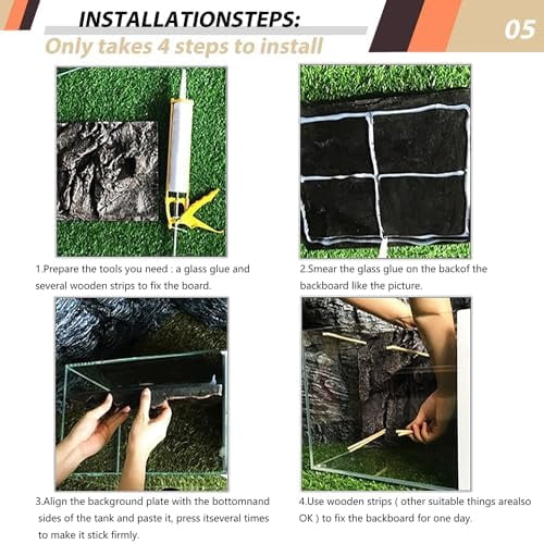 17.7x11.8in Rock Terrarium Background,3D Reptile Tank Background Board,Amphibian Stereo Backdrop Wall,Lizard Snake Gecko Spider Turtle Fish pet silo Background Decorative Panel(Brown)