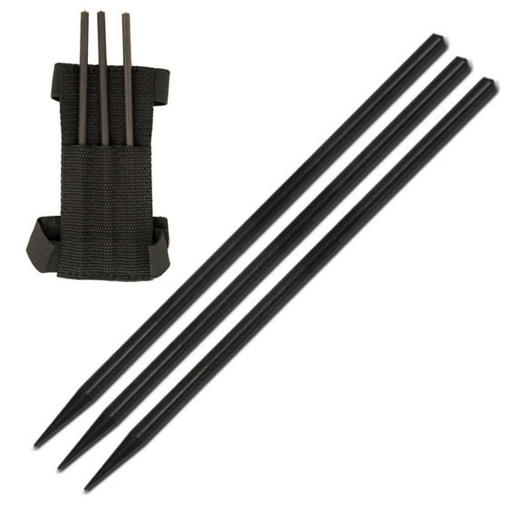 Armory Replicas Ninja Assassin Arm Spikes 3-Piece Set – 6.5" Anodized Steel Throwing Spikes with Sheath & Belt Pouch