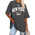 thumbnail image 2 of DHFJKG Women's Summer Top Short Sleeve Tshirt Vintage New York Letter Print Casual Baggy Streetwear Crewneck Trendy Tops, 2 of 4