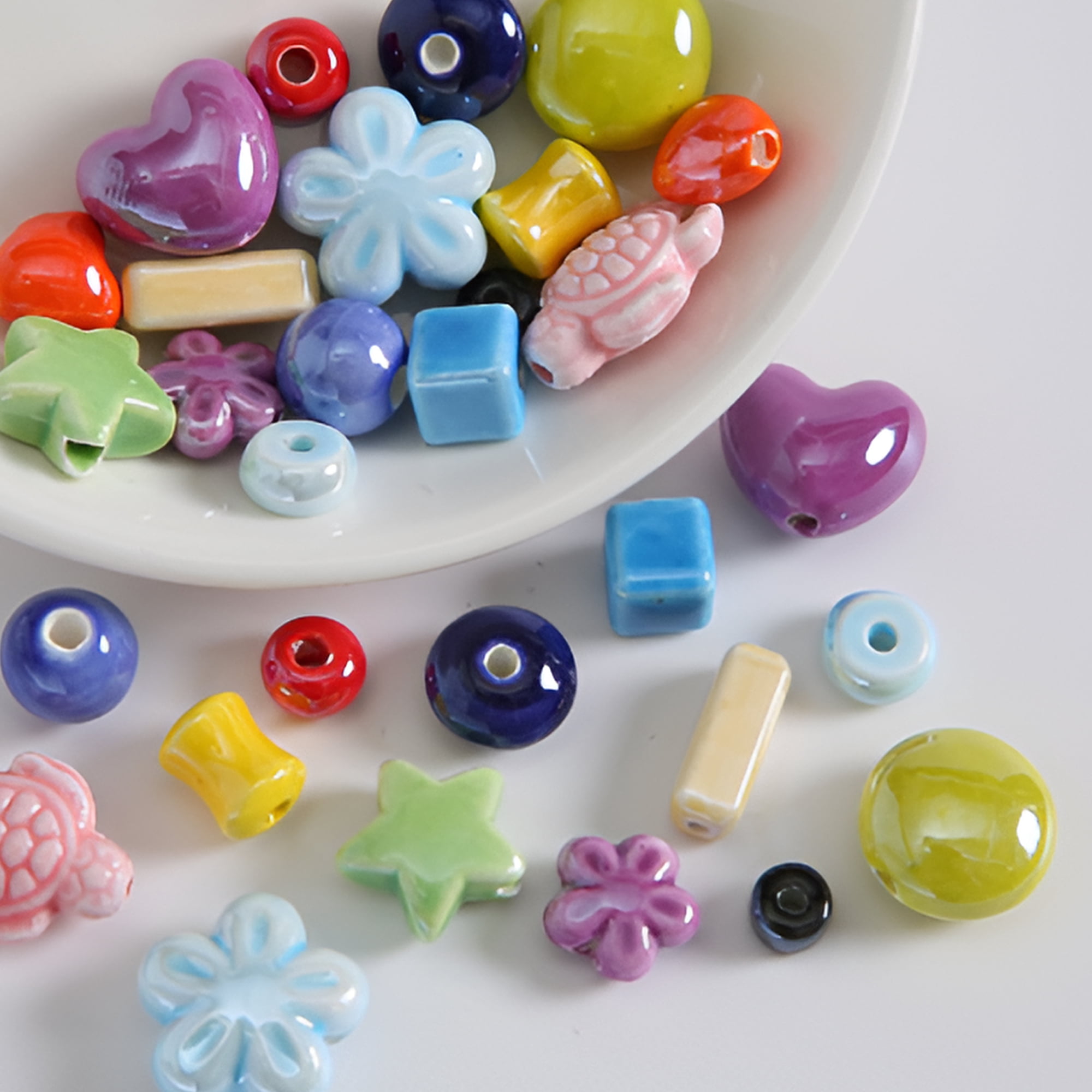 Unique Bargains 10pcs Ceramic Beads for Jewelry Making Square Shape