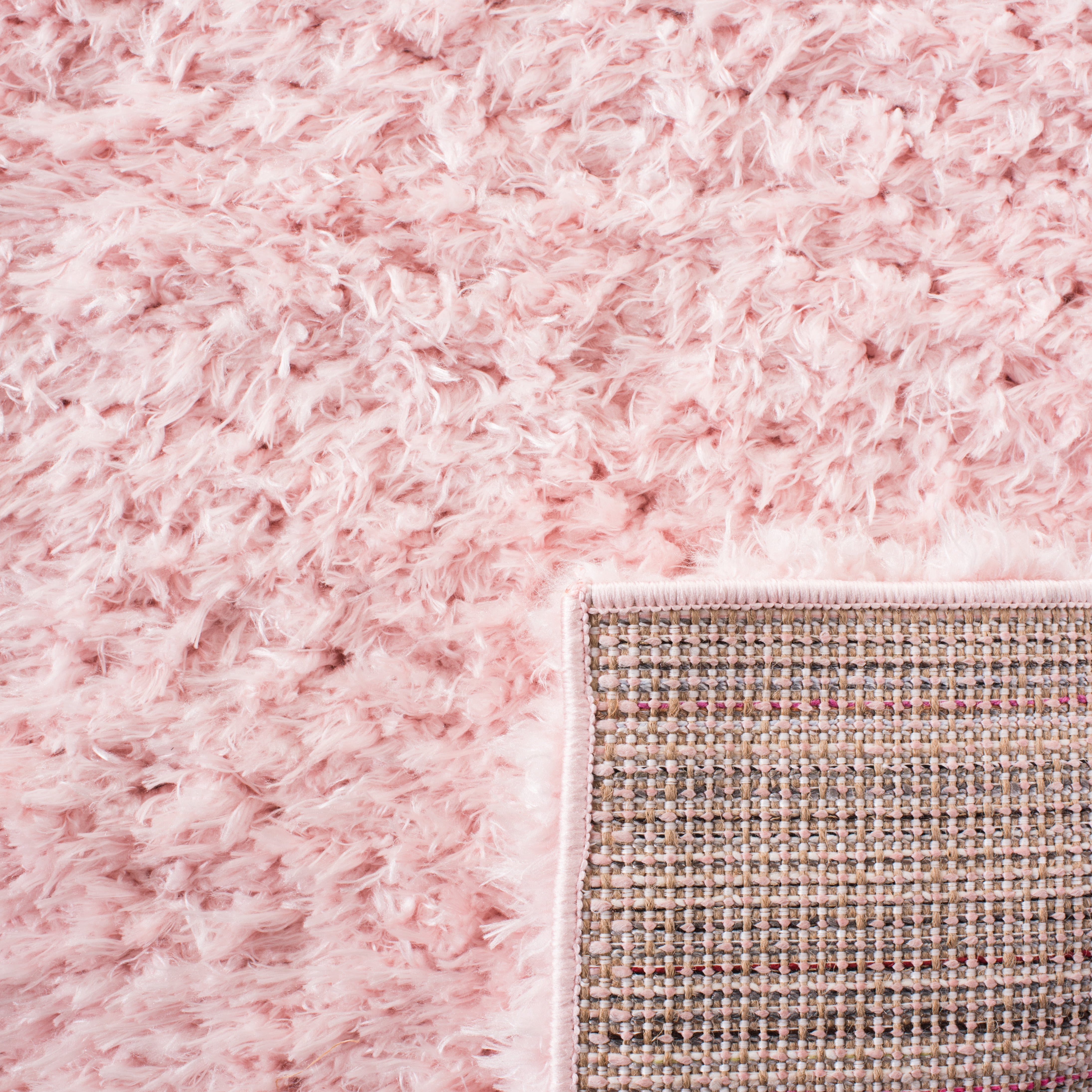 SAFAVIEH Madrid Miah Solid Polyester Shag Runner Rug, Blush, 2' x 12'