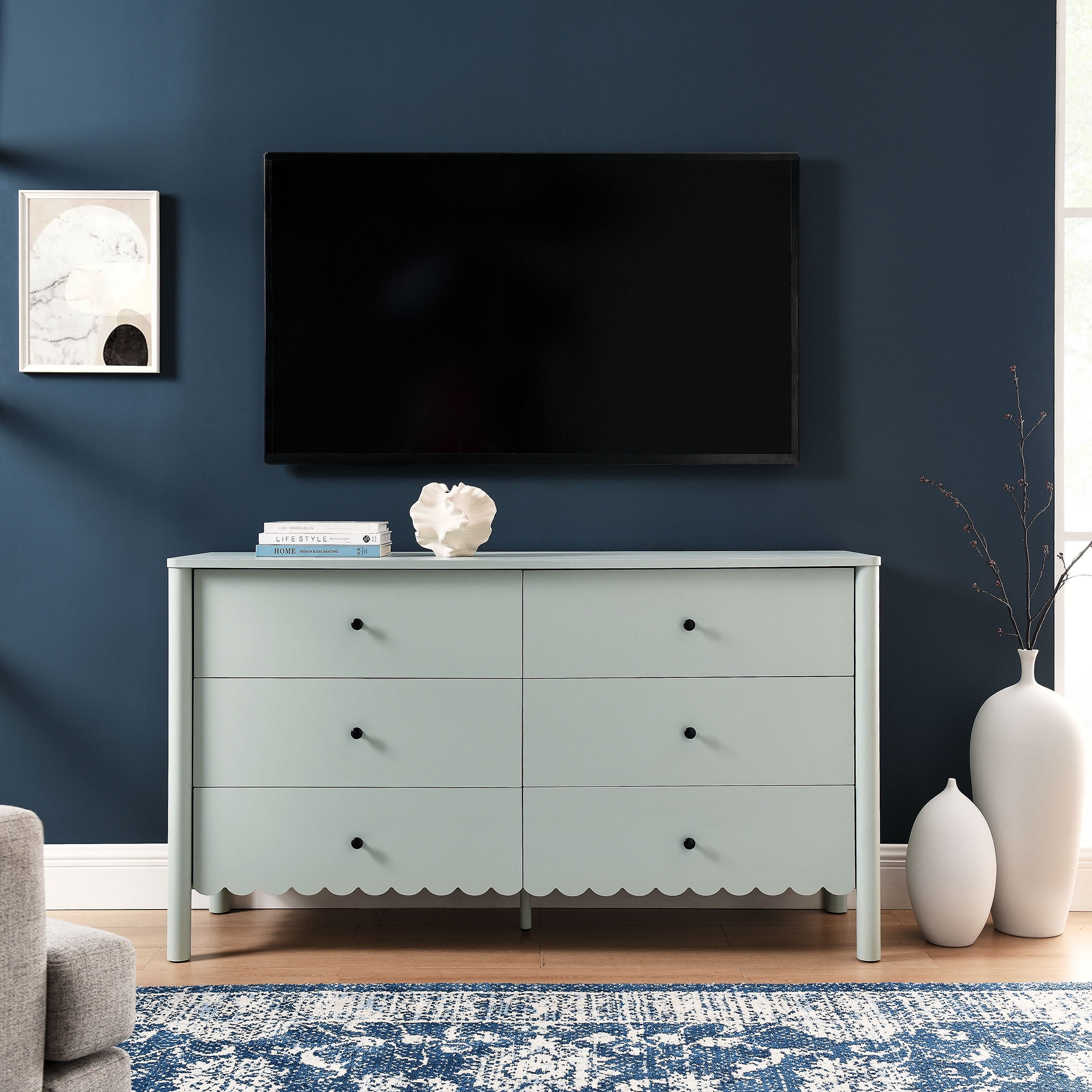 Modway Emmeline Scalloped 6-Drawer Dresser