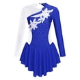 thumbnail image 1 of Doomiva Robe de Patinage Artistique pour Filles, Dos Creux, Jupe Justaucorps de Danse, Performance Lyrique, Bleu Royal 8, 1 of 5