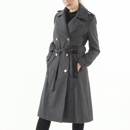 Alpine Swiss Womens Trench Coat Wool Double Breast Jacket Gold Buttons With (Best Trench Coat Brands)