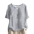 thumbnail image 1 of ameIAEA Chemises à Manches Courtes Rayées pour Femmes Col Rond Tunique Ample Blouses d'Été à Boutons, 1 of 5