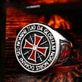 thumbnail image 2 of K-KED Vintage Cross Sword Crusades Ring Stainless Steel Men's Knight CZ Wedding Ring-8, 2 of 6