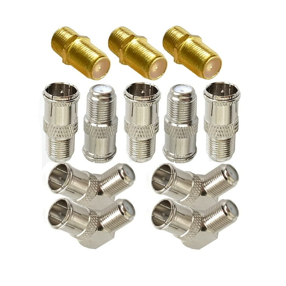 F Push On Plug Adapter for RVers Satellite Dish Cable TV Internet RV Trailer Coax Cable - F Type Male to Female Coax connectors