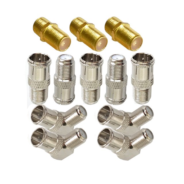 F Push On Plug Adapter for RVers Satellite Dish Cable TV Internet RV Trailer Coax Cable - F Type Male to Female Coax connectors