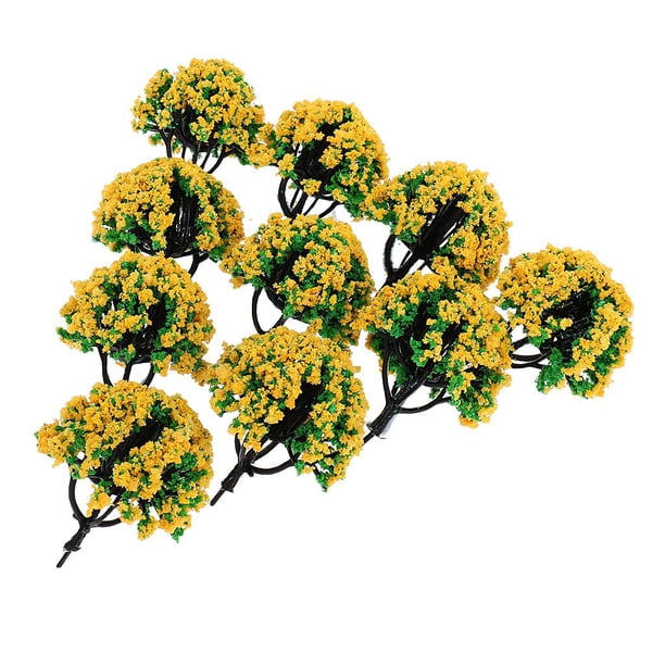 10 piezas 1/150 N Árboles Modelo Tren Bosque Diorama Paisaje Disposición Escena Naranja Naranja amarillo