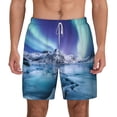 thumbnail image 2 of Picia Night At Lake Aurora 1 pattern Mens Swim Trunks with Compression Liner Stretch Beach Shorts Quick Dry with Zipper Pockets No-Chafing Board Shorts-XX-Large, 2 of 9