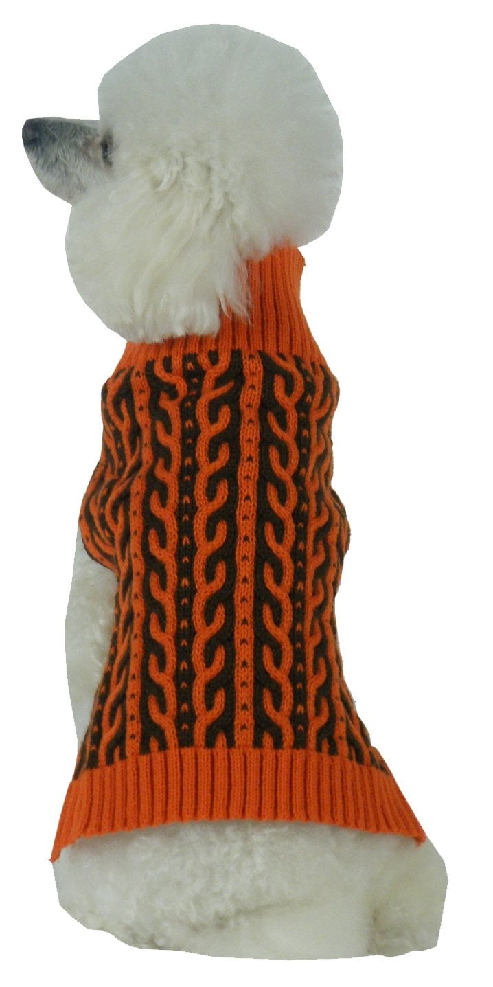 Pet Life ® 'Harmonious' Dual Color Weaved Heavy Cable Knitted Fashion Designer Dog Sweater