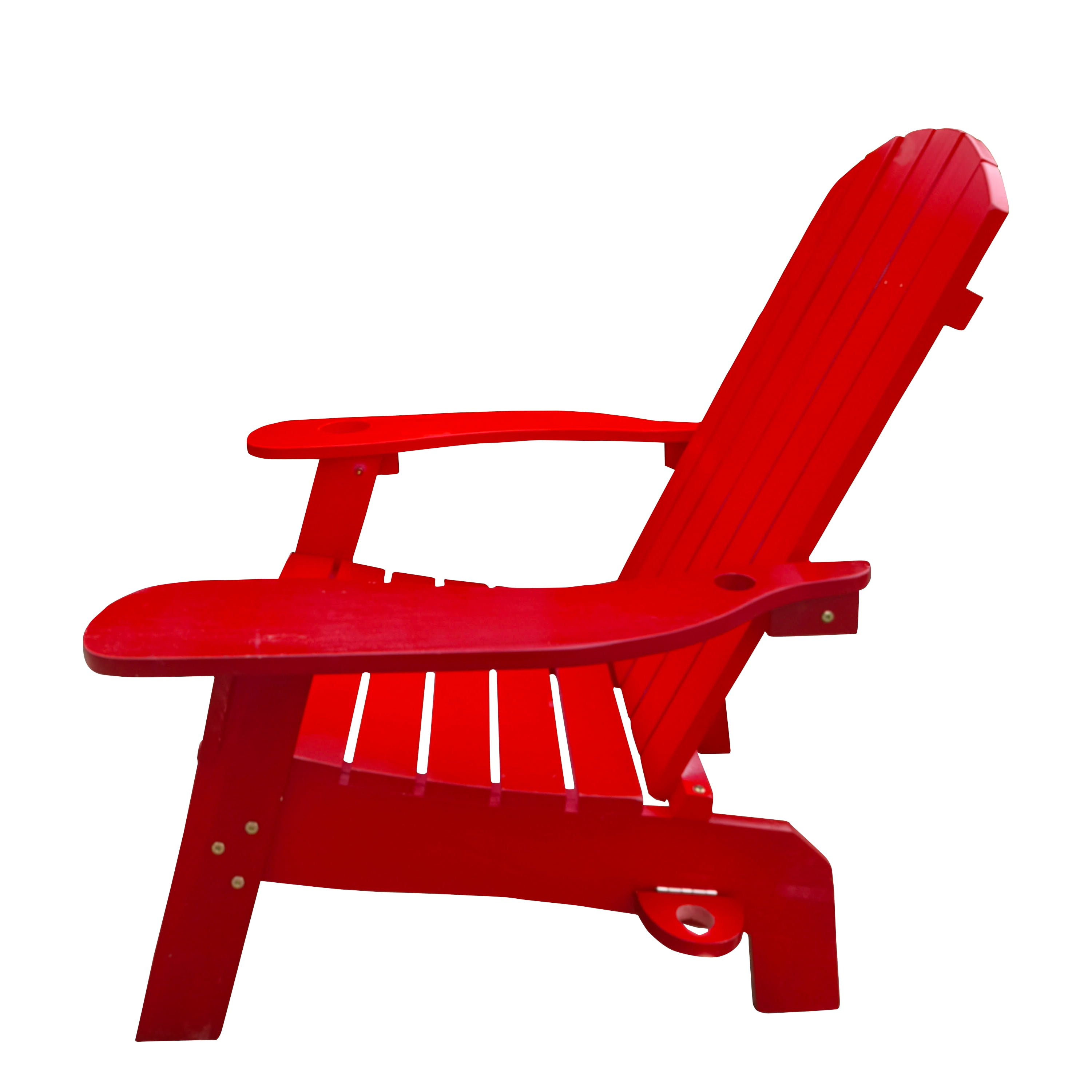 Aimee Lii Indoor Outdoor Wood Chair, Outdoor Beach Patio Pool Deck Furniture with An Umbrella Hole, Red