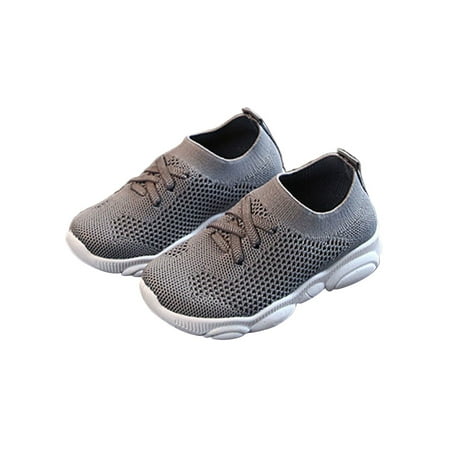

Fangasis Children Running Shoes Slip On Sock Sneakers Non-Slip Flats Kids Walking Shoe School Fashion Comfort Gray 6C