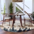 thumbnail image 3 of Round Rugs 5Ft, Tan Trees Forest Round Area Rug Washable Indoor Throw Carpet, Mountain Woods Natural Scenery Soft Non Slip Circle Rug for Cabinet Bathroom Home Decor Aesthetic, 3 of 8
