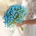thumbnail image 2 of Blue Artificial Gypsophila Flower Bouquet 12 Stems Hand Bouquet Wedding Home Decoration Fake Flowers, 2 of 6