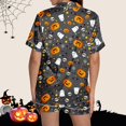 thumbnail image 4 of Women Halloween 2 Piece Pajama Sets, Button Down Short Sleeve Sleepwear, Ghost Pumpkin Print Shirts and Shorts, 4 of 4