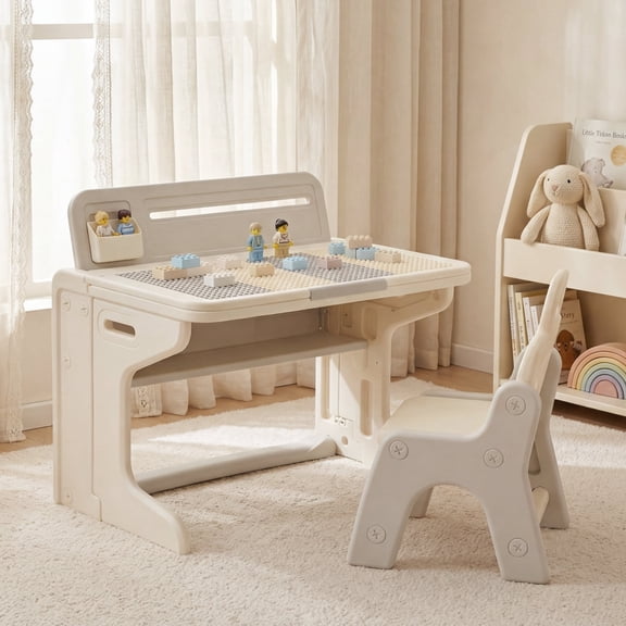 AILEEKISS Kids Table and Chair Set, Foldable Kids Learning Table for Toddler
