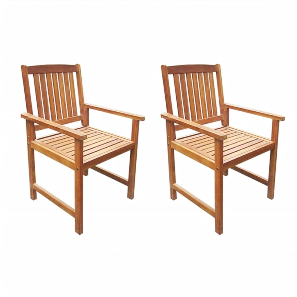 Kepooman 2 Pcs Outdoor Patio Wooden Chairs Set with Backrest, Wood Color