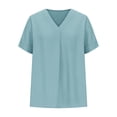 thumbnail image 7 of ClodeEU Women's Summer V Neck Short Sleeve T-Shirt ,Solid Color Loose Fit Casual Top Green,Womens Plus XL, 7 of 7