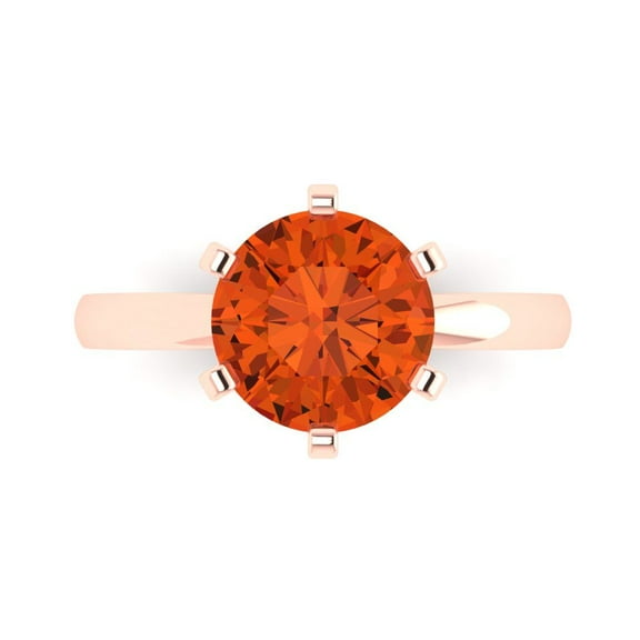 Solitaire Engagement Ring for Women - 3ct Simulated Red Diamond in 18K Rose Gold Promise Ring