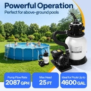 SPECSTAR 10 Sand Filter Pump 2087 GPH for Above Ground Pools up to 4,600 Gallons, 7-Way Valve with 22 lb Sand Capacity, Heavy-Duty Rust-Resistant Housing