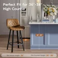 thumbnail image 7 of Bar Stools Set of 2, 26 Inch Counter Height Bar Stools with Back and Extra‑Wide Heavy‑Gauge Metal Legs, Modern Faux Leather Upholstered Barstools for Kitchen Island, Counter, Brown, 7 of 7
