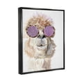 thumbnail image 3 of Stupell Industries Fluffy Alpaca Fun Purple Glam Sunglasses Portrait Painting Jet Black Floating Framed Canvas Print Wall Art, Design by Jennifer Redstreake, 3 of 5