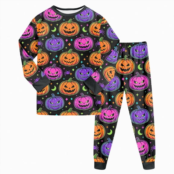 Leey-World Toddler Boy Halloween Pajamas Toddler Boys Girls Pajamas Snug Fit Halloween Graphic Long Sleeve Top and Pants 2 Piece Pjs Set
