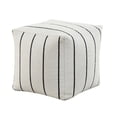 thumbnail image 3 of Modern Pouf Ottoman- White Black Striped Jacquard- 16 Inch Square, 3 of 6