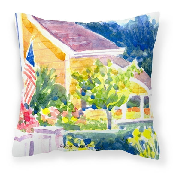 Carolines Treasures 6134PW1414 Houses Decorative   Canvas Fabric Pillow 14Hx14W multicolor
