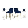 thumbnail image 6 of Homestock African Artifacts Modern, Contemporary Velvet Upholstered Counter Stool with Polished Gold Metal Legs, Set of 2, 23" W x 21" D x 40" H, Ideal for Bar and Pub Height Tables-Color:Navy, 6 of 10