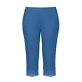 thumbnail image 4 of Stamzod Black Leggings Women Capri Pants Summer Solid Color High Waisted Capris Casual Slim Fit Stretch Capri Leggings for Women Blue XXL, 4 of 4