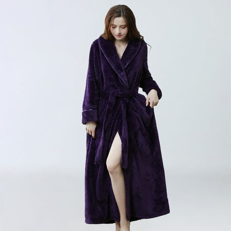 

ZHIYU Womens Soft Plush Bathrobe Fluffy Cute Long Coat Nightgown Nightdress
