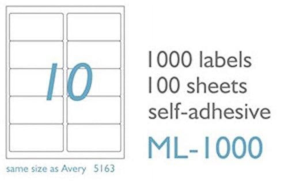MACO ML1000 White Laser/Inkjet Shipping & Address Labels, 2 x 4 (Box of 1000)