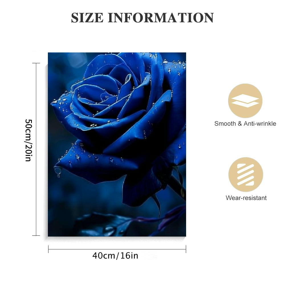 JRXY Blue Rose Wall Art Rose Flowers Blossom on the Black
