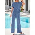 thumbnail image 7 of PRETTYGARDEN Women's Summer 2 Piece Matching Lounge Sets Short Sleeve Shirts Tops Wide Leg Pants Travel Airport Outfits, 7 of 7