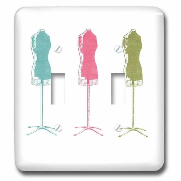 3dRose, Aqua Pink n Green Dress Forms, double toggle switch