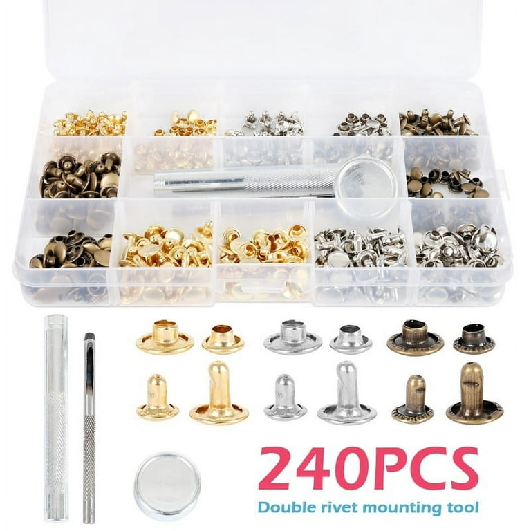 Leather Craft Garment Rivets - Leather Rivets Kit 360 Sets Double