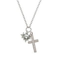 thumbnail image 2 of Delight Jewelry Silvertone Large Heart with Flowers Everlasting Love Engraved Cross Zoey Necklace, 28", 2 of 4