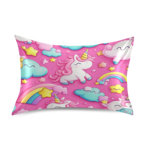 Satin Pillowcase Soft and Smooth Pillow Case for Hair and Skin Unicorns and Clouds