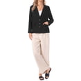 thumbnail image 2 of INSPIRE CHIC Casual Blazer for Women's Linen Lapel Collar Long Sleeve Lightweight Business Casual Jacket M Black, 2 of 6