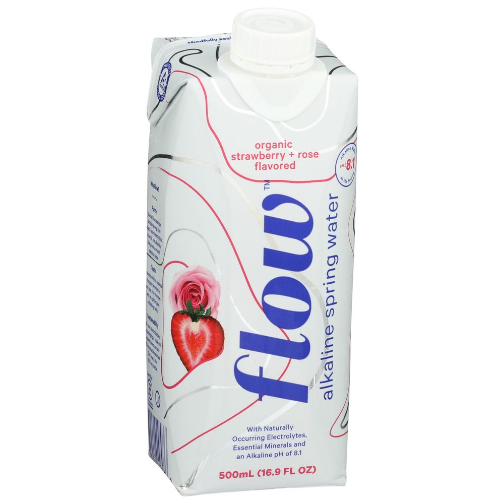 Flow Strawberry Rose Flavored Alkaline Spring Water, 16.9 Fluid Ounce -- 12 per Case.
